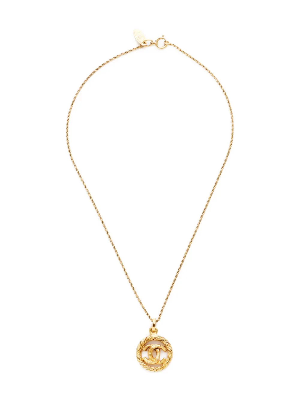 Pre-owned Chanel 1970-1980s Cc Mark Rope Necklace In Gold