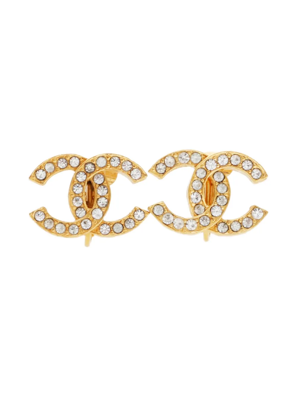 Pre-owned Chanel 1970-1980 Cc Mark Clip-on Earrings In Gold