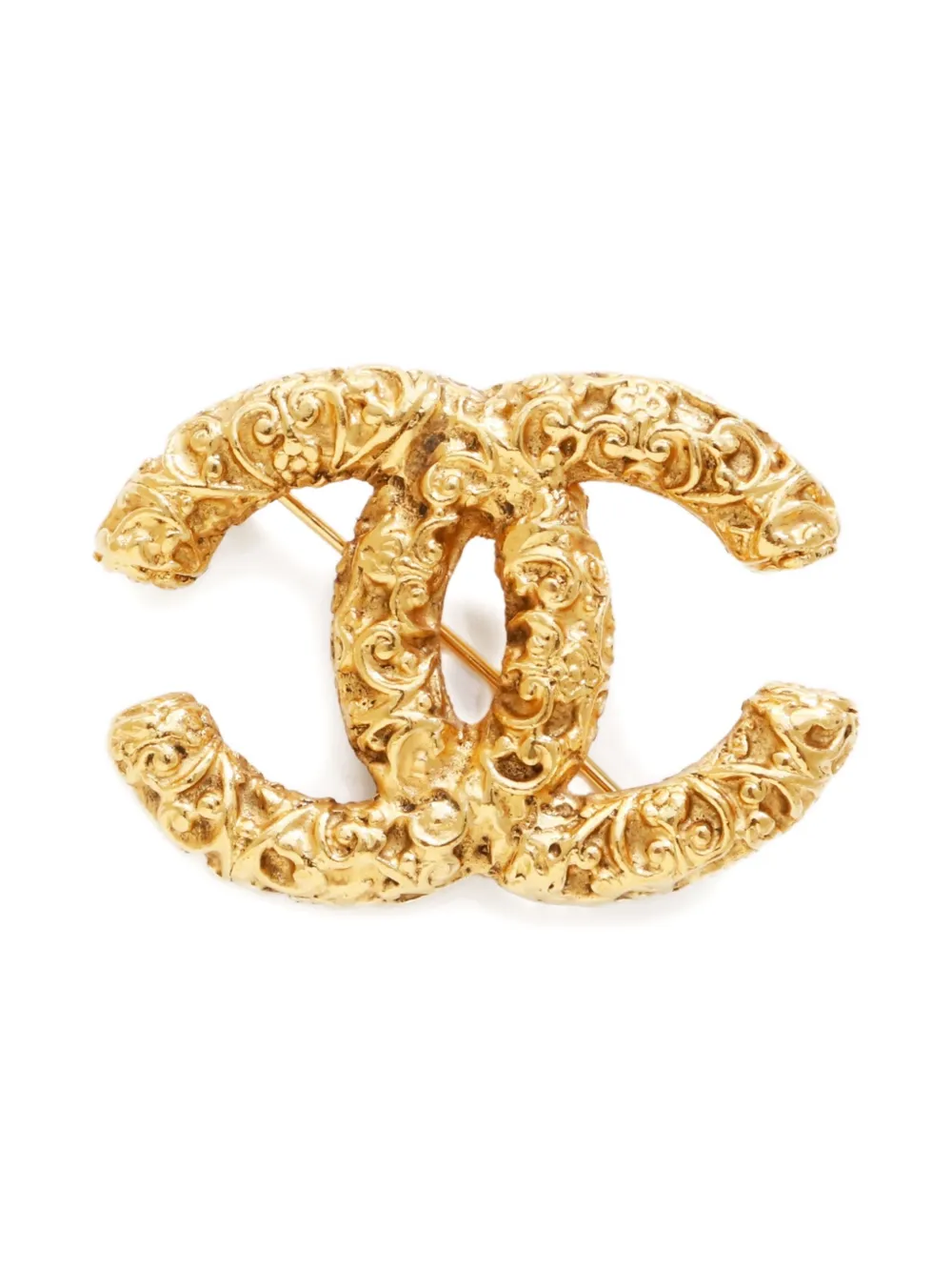 CHANEL Pre-Owned 1993 CC Mark lava brooch | Gold | Image 1