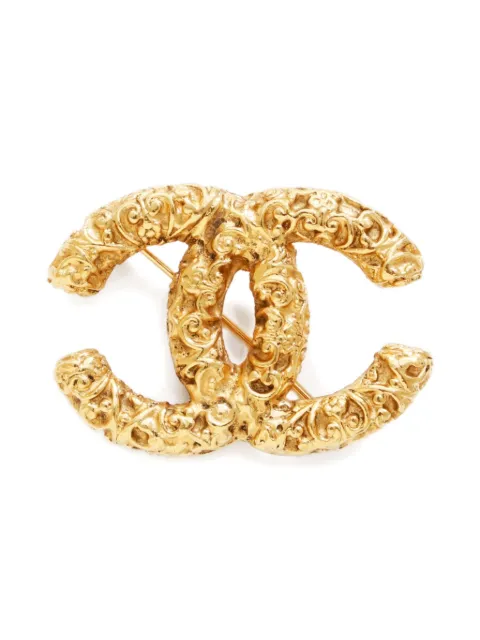 CHANEL Pre-Owned 1993 CC Mark lava brooch