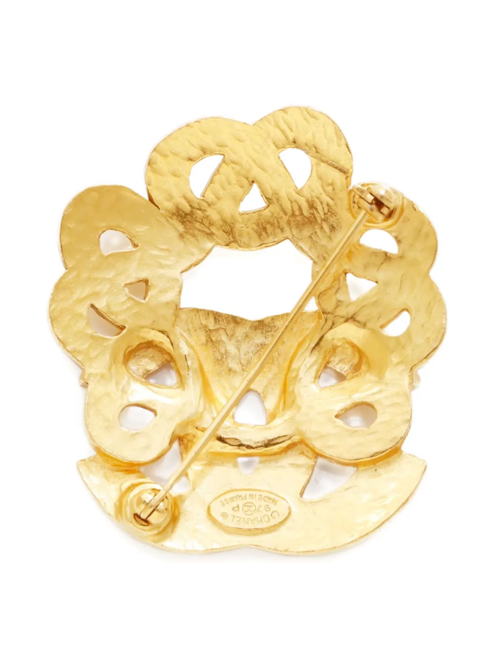 Pre-owned Chanel 1970-1980s Cc Mark Brooch In Gold