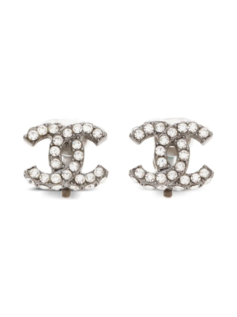 CHANEL Pre-Owned 2000s CC Mark rhinestone earrings | Black | Image 1