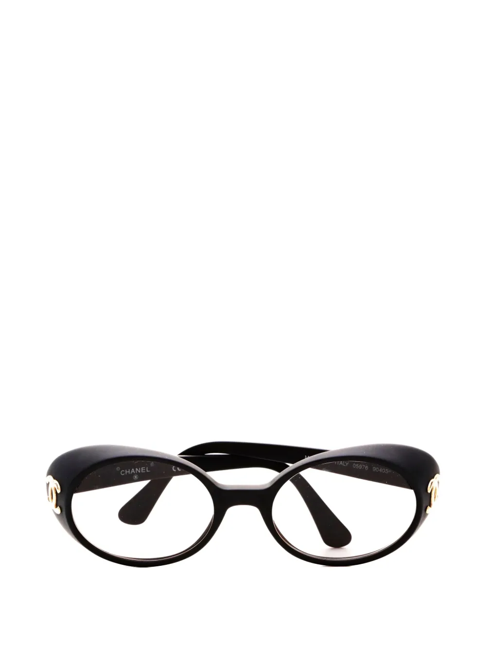CHANEL Pre-Owned 2000 CC-logo oval glasses - Nero