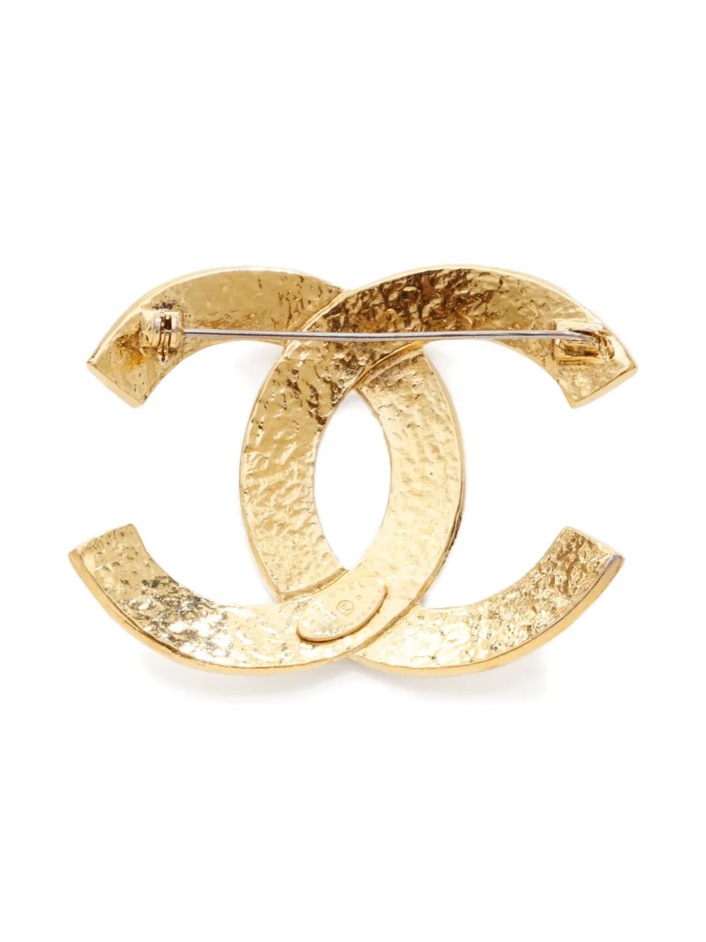 Pre-owned Chanel 1994 Cc Mark Brooch In Gold