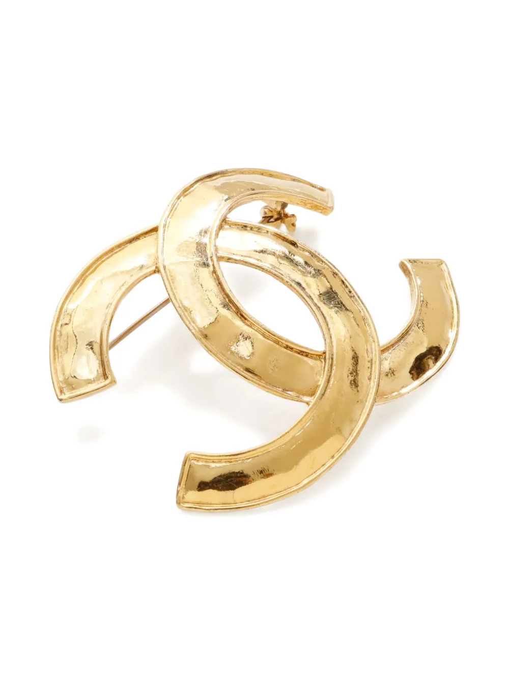 Pre-owned Chanel 1994 Cc Mark Brooch In Gold