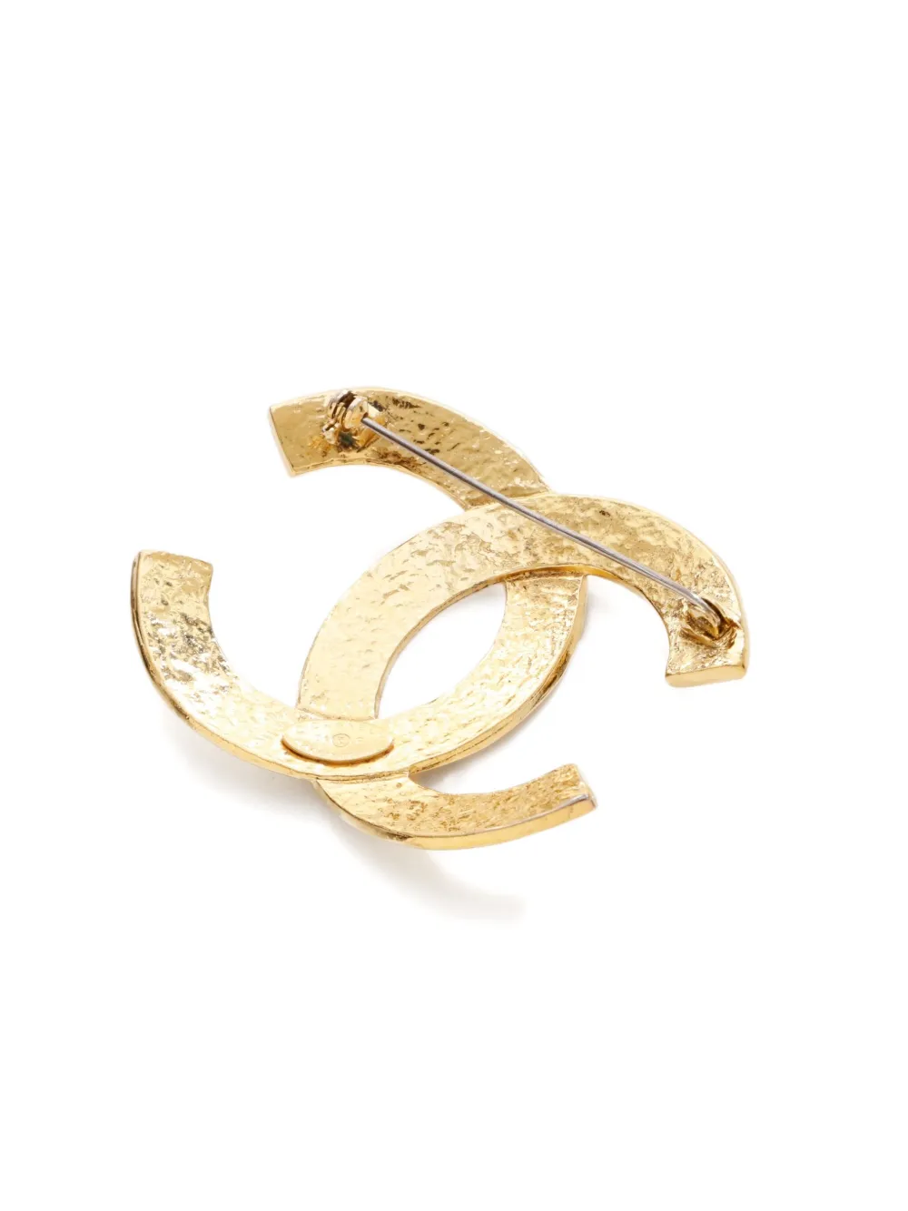 Pre-owned Chanel 1994 Cc Mark Brooch In Gold