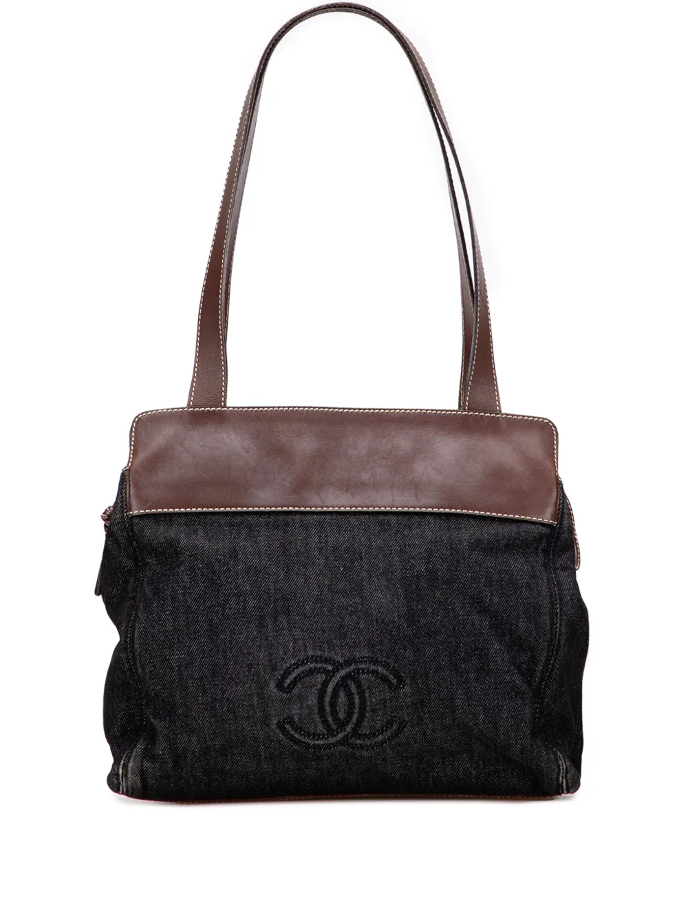 CHANEL Pre-Owned 2000-2002 CC Denim tote bag - ブラック CHANEL Pre-Owned 2000-2002 CC Denim tote bag - ブラック