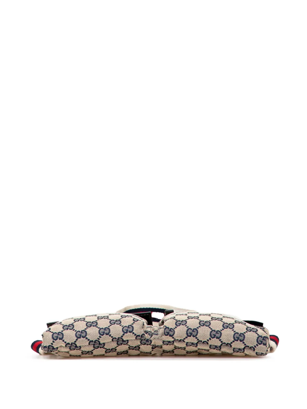 Pre-owned Gucci 2000-2015 Gg Canvas Web Double Pocket Belt Bag In Brown