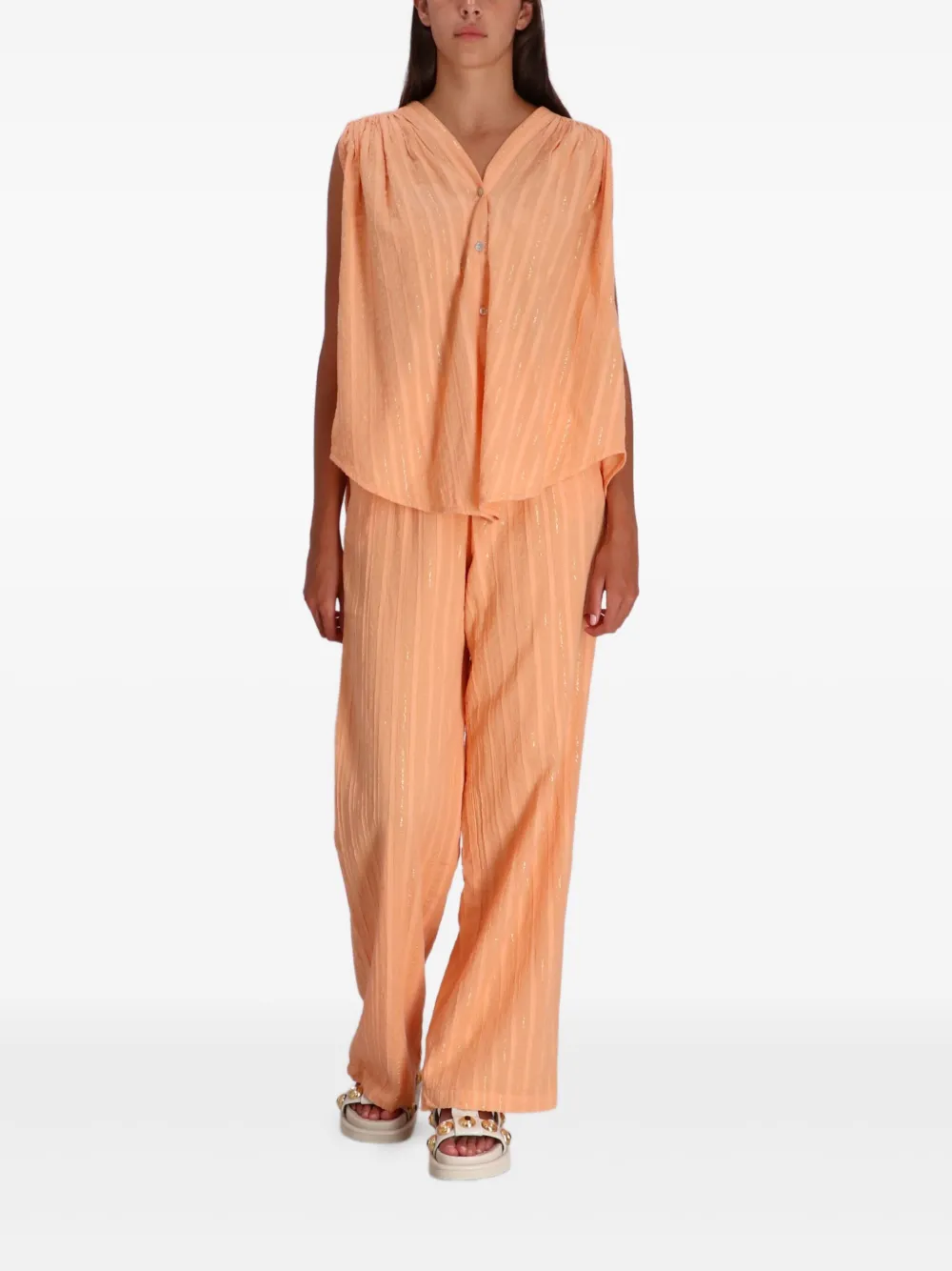 Devotion striped cotton trousers | Wide-Leg Pants | Image 2