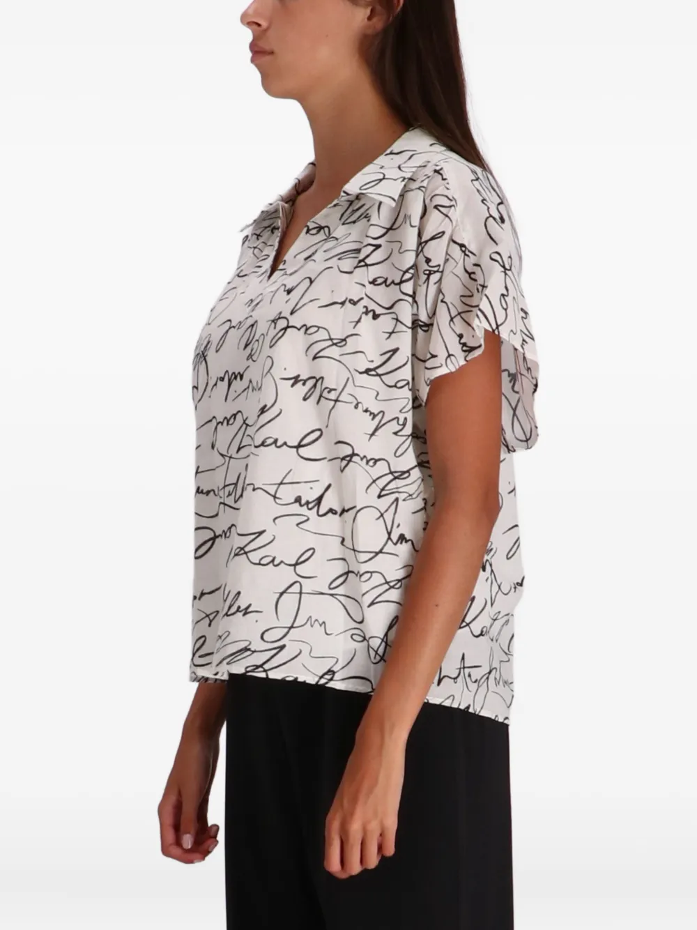 Karl Lagerfeld Top met print en polokraag Wit