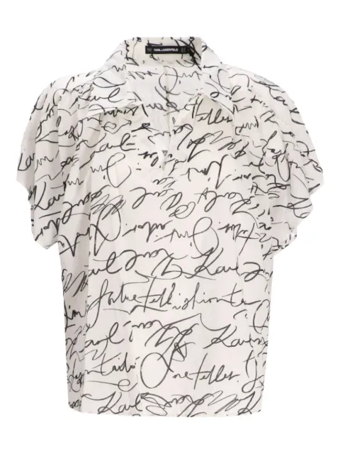 Karl Lagerfeld script-print polo-neck top