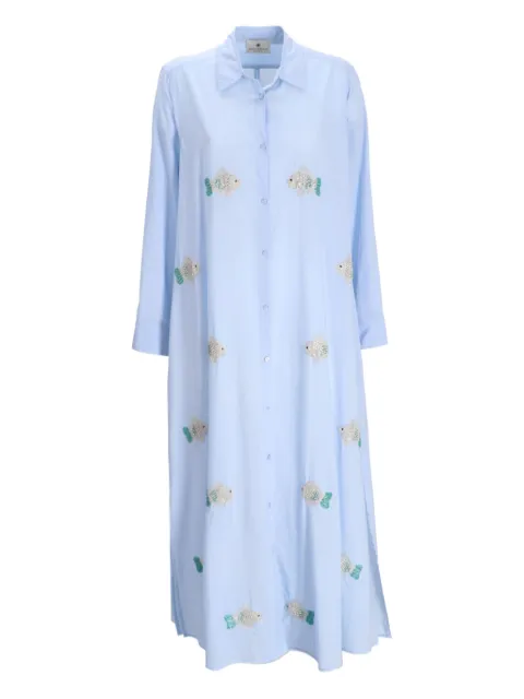 Benaras By Citrus fish-embroidery shirt dress
