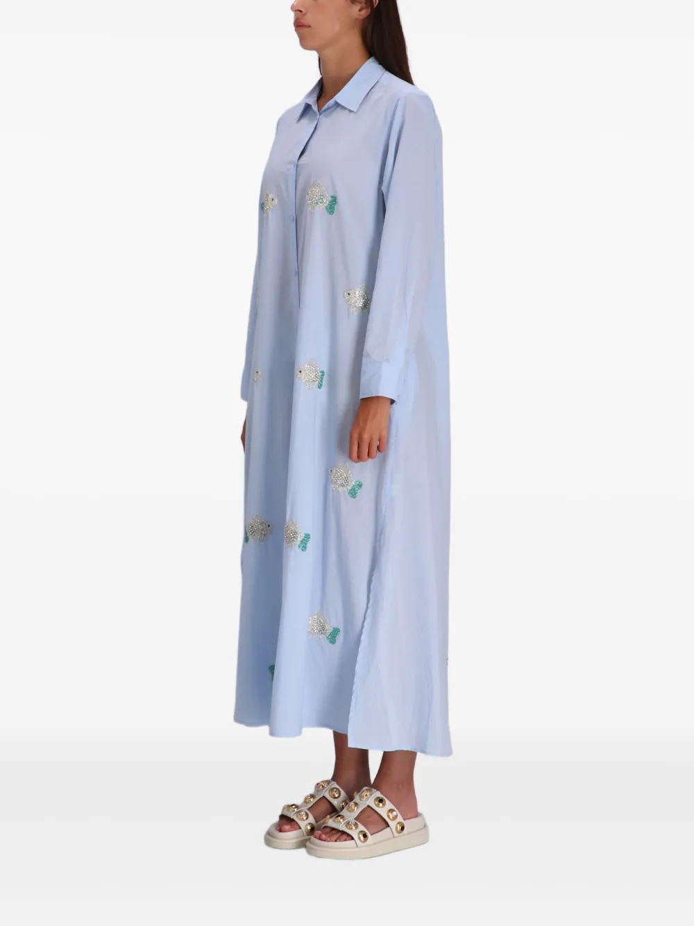 Benaras By Citrus Fish-embroidery Shirt Dress In Multi