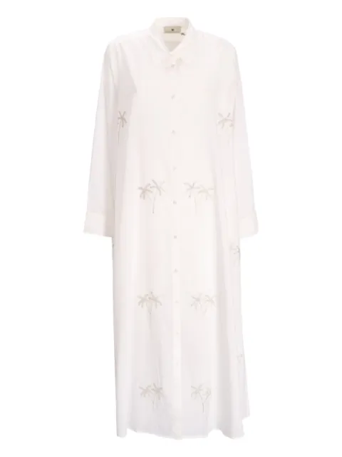 Benaras By Citrus palm-tree embroidered shirt dress