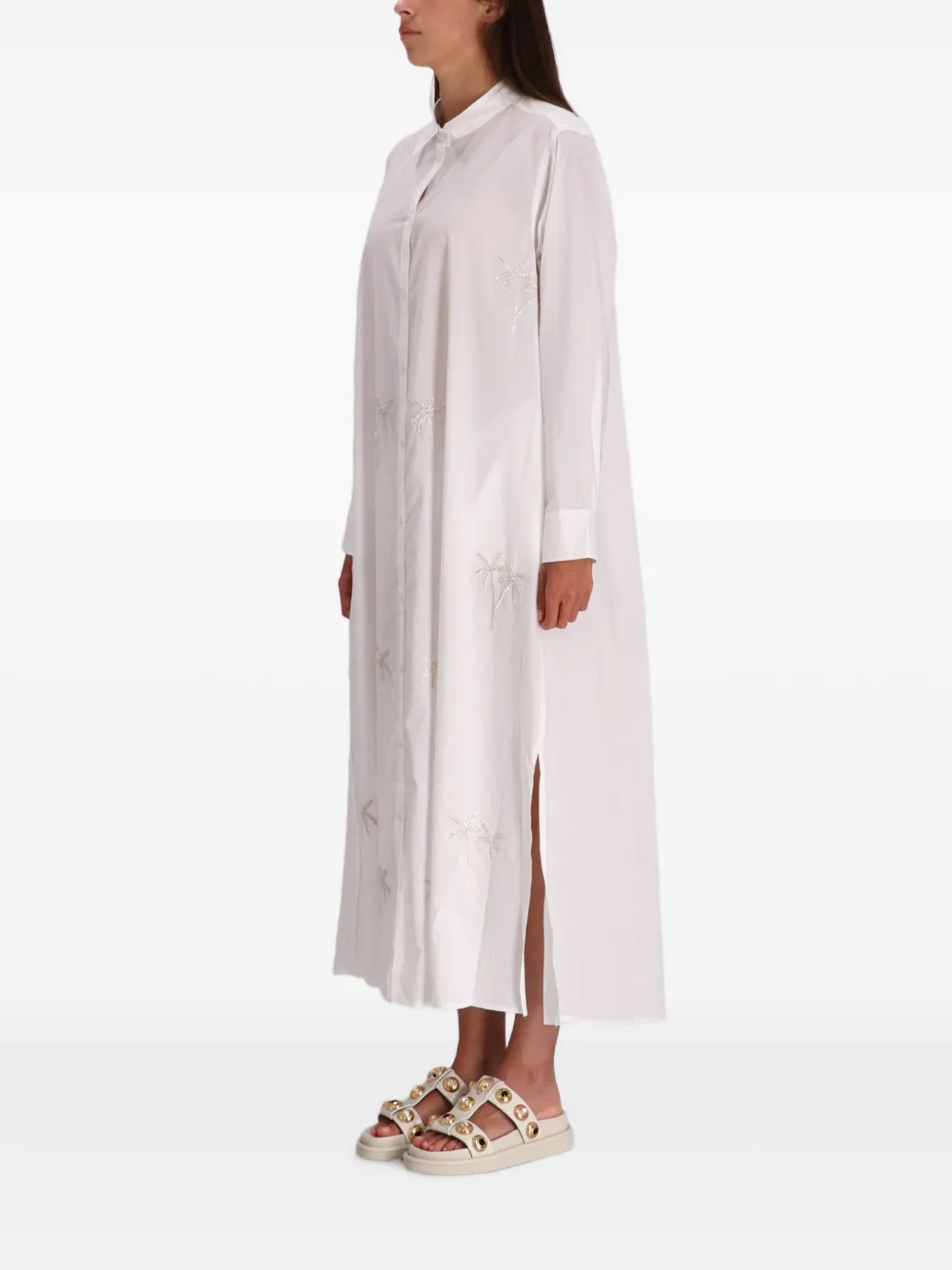 Benaras By Citrus Hemdkleid Mit Palmenstickerei In White