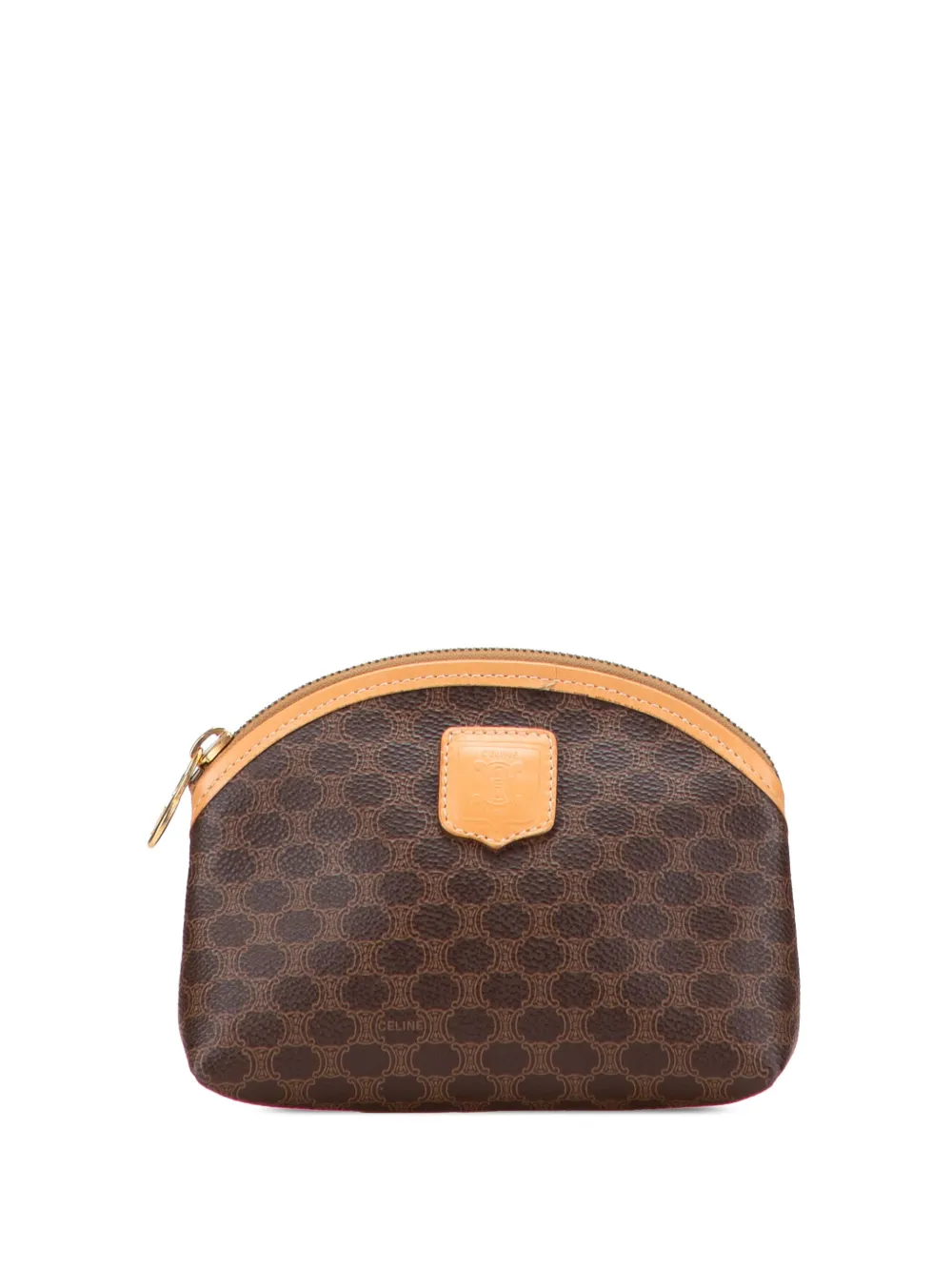 Pre-owned Celine 2014 Macadam Coated Canvas Pouch In Brown