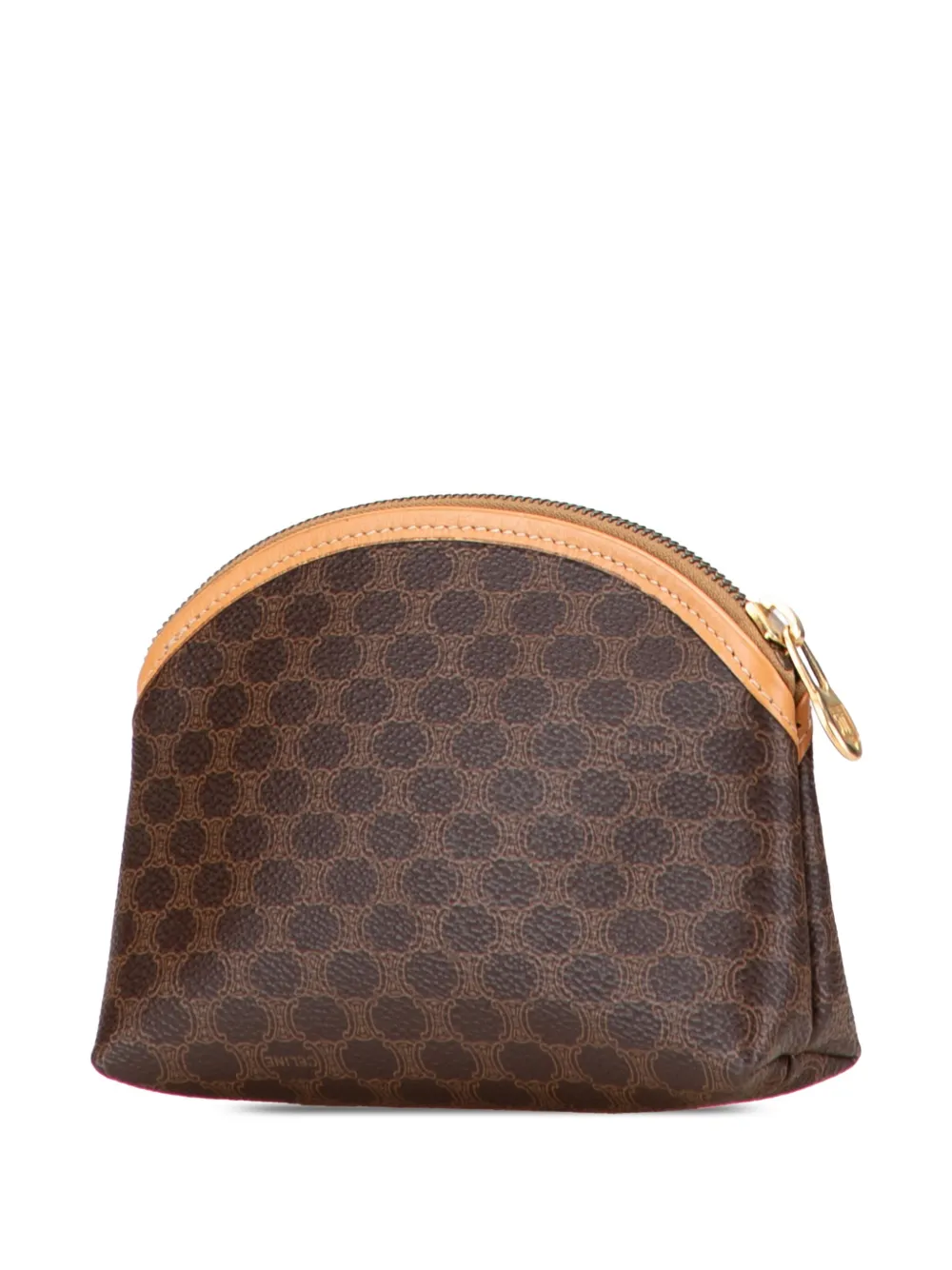Pre-owned Celine 2014 Macadam Coated Canvas Pouch In Brown