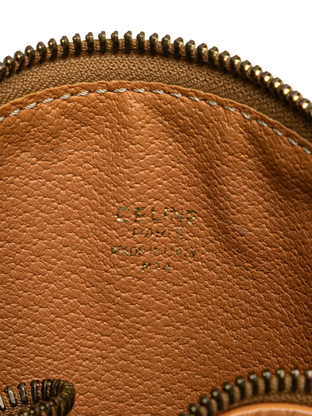 Pre-owned Celine 2014 Macadam Coated Canvas Pouch In Brown