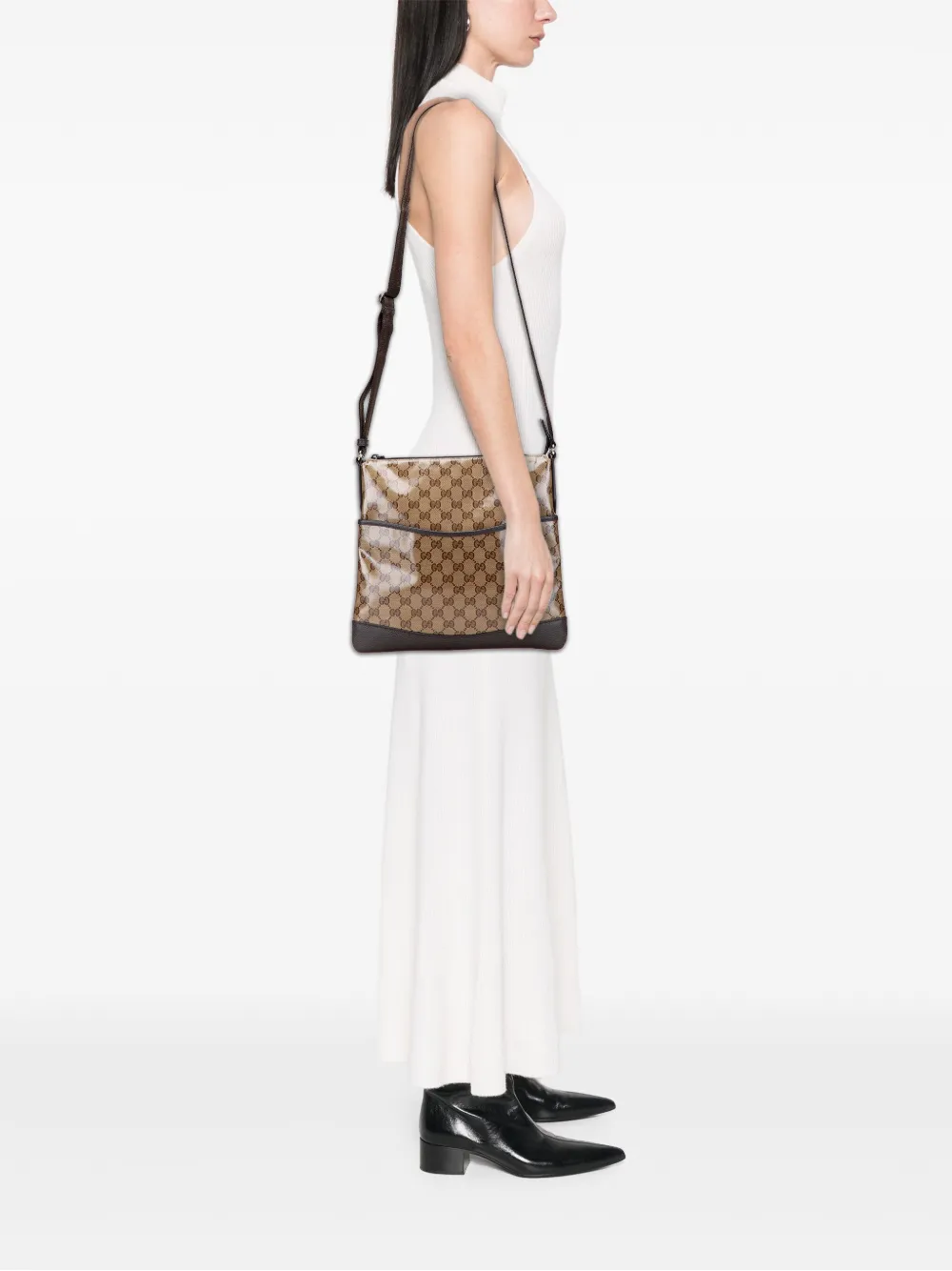 Pre-owned Gucci 2000-2015 Gg Crystal Crossbody Bag In Brown