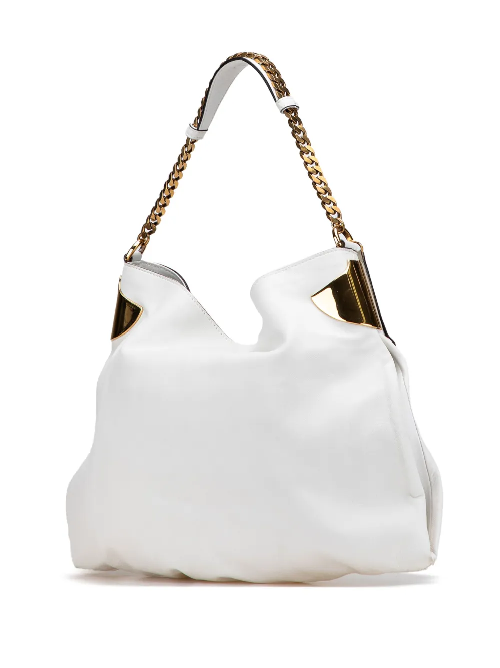 Pre-owned Gucci 2000-2015 Medium Leather 1970 Hobo Bag In White