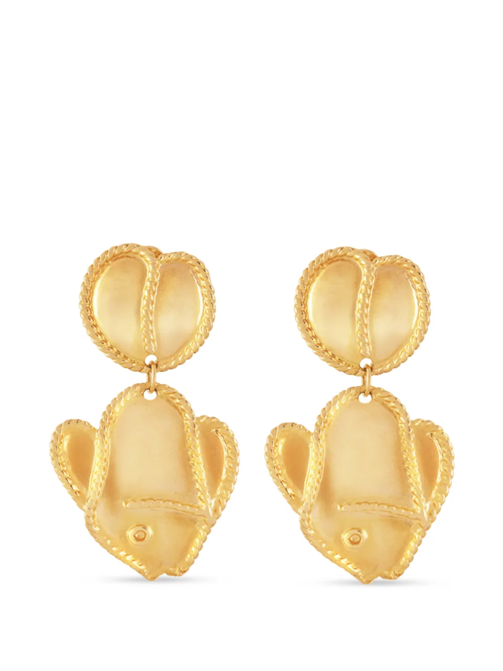 Susan Caplan Vintage 1980s fish clip-on earrings - Oro