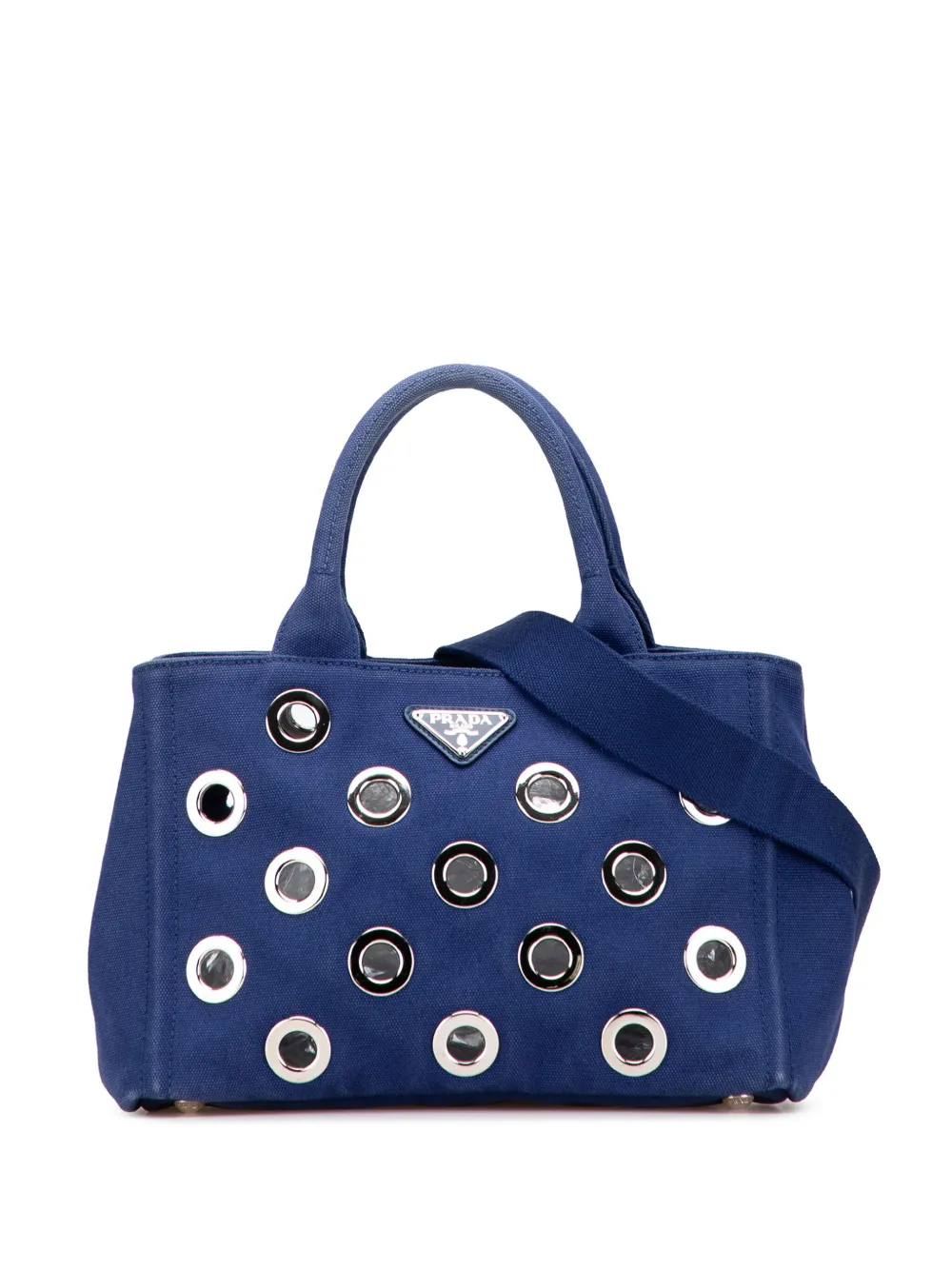 Prada Pre-Owned 2013-2025 Small Canvas Canapa Grommet satchel - ブルー Prada Pre-Owned 2013-2025 Small Canvas Canapa Grommet satchel - ブルー