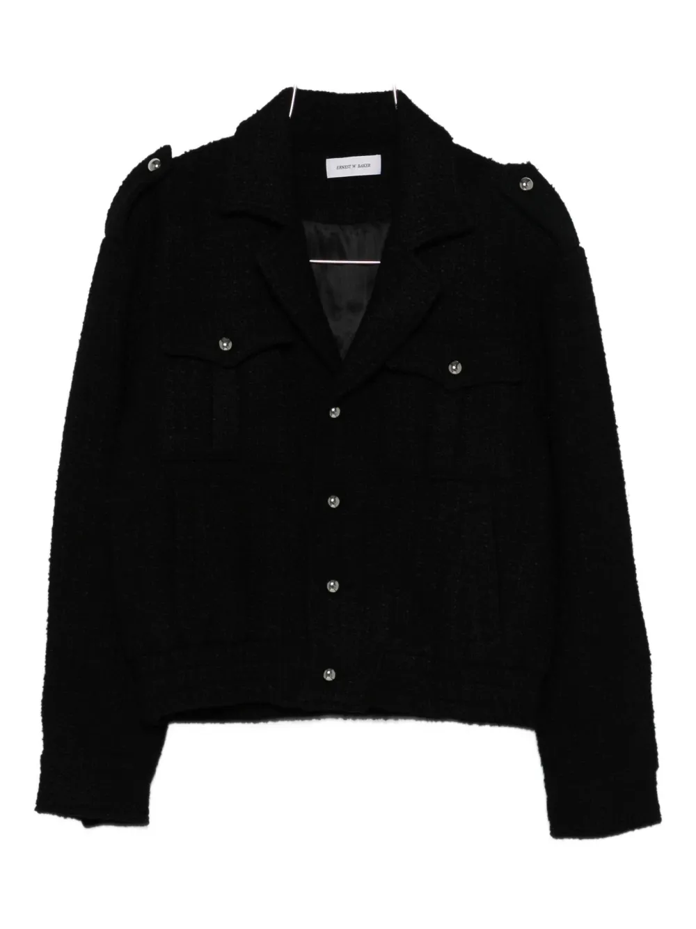 Ernest W Baker Buttoned Flap-pocket Jacket In Black