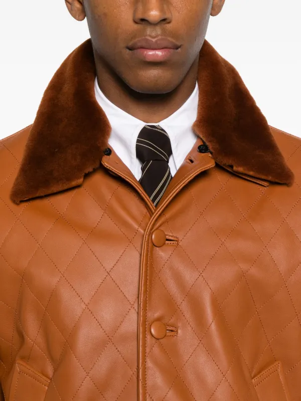 Ernest W. Baker Quilted Leather Jacket | Brown | FARFETCH