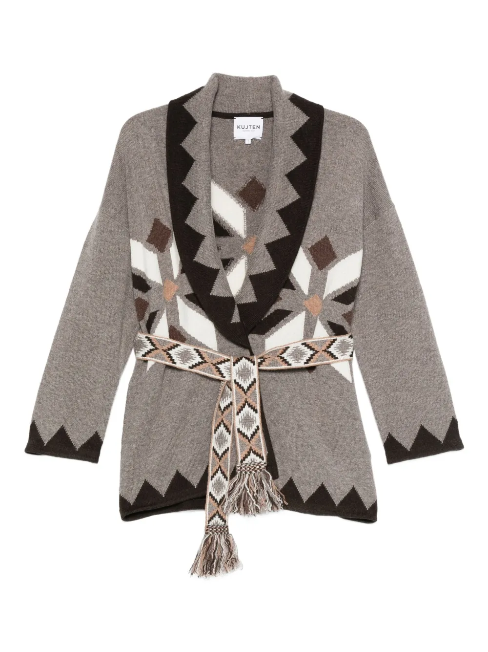 kujten geometric-pattern cardigan | Neutrals | Image 1