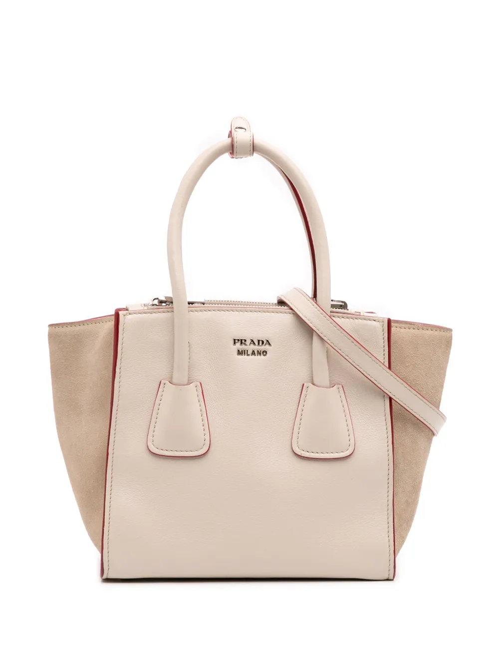 Prada Pre-Owned 2000-2025 Mini Scamosciato Trimmed Glace Calf Twin Prada Pre-Owned 2000-2025 Mini Scamosciato Trimmed Glace Calf Twin