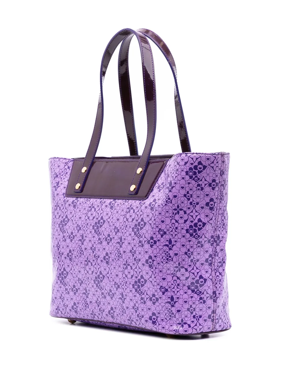 Pre-owned Louis Vuitton 2010 Takashi Murakami Coated Canvas Cosmic Blossom Pm Tote Bag In Purple