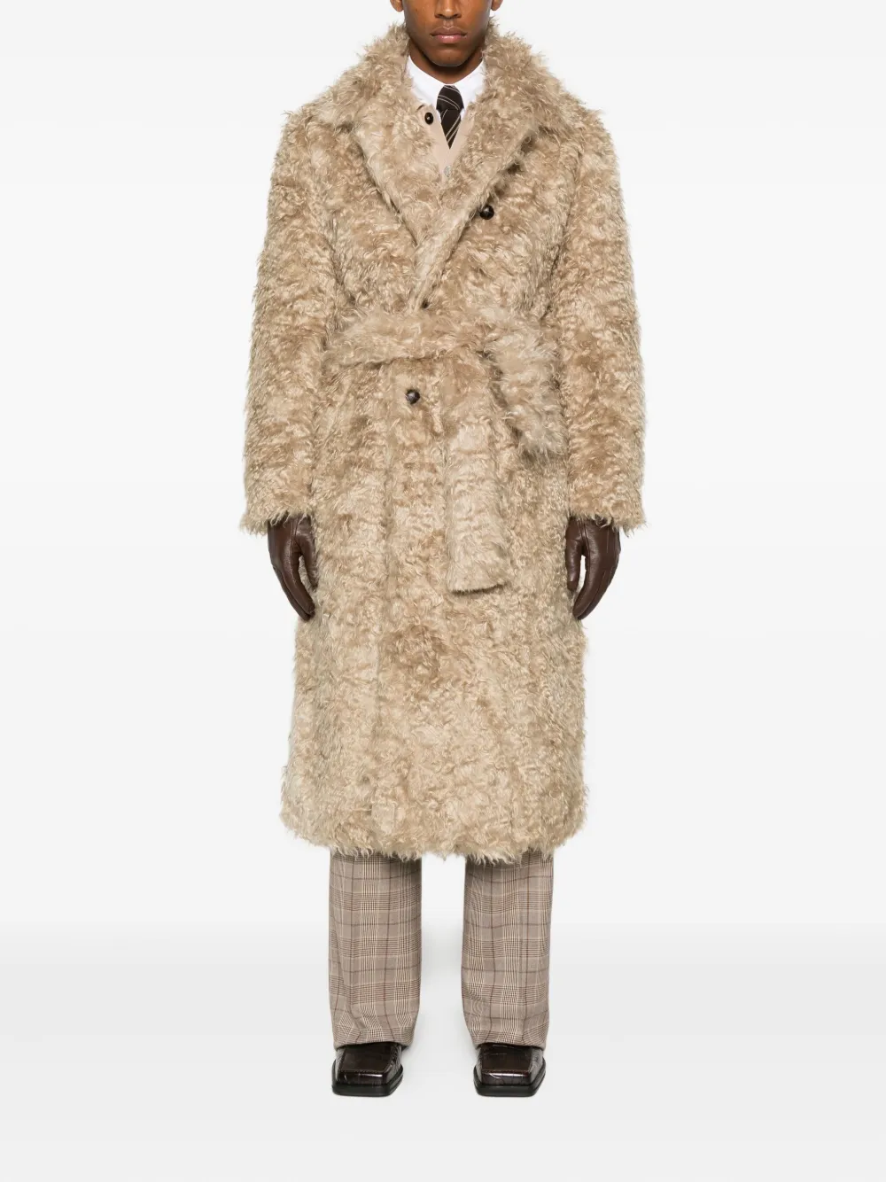 Ernest W Baker Double-breasted Belted Coat In Multi