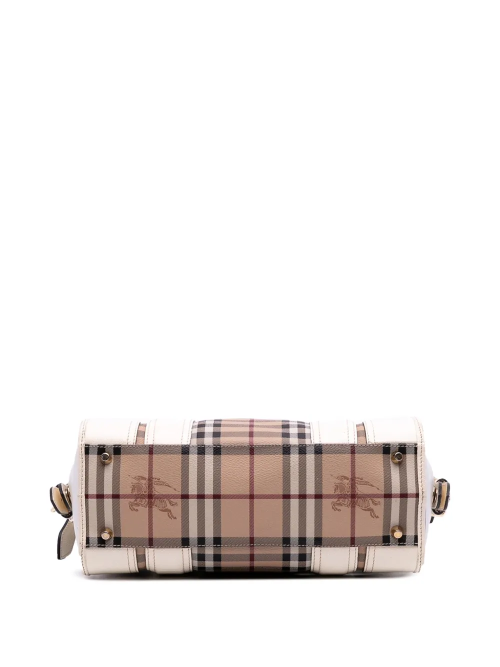 Pre-owned Burberry 2000-2017 Haymarket Check Coated Canvas Minford Portrait Satchel In Brown