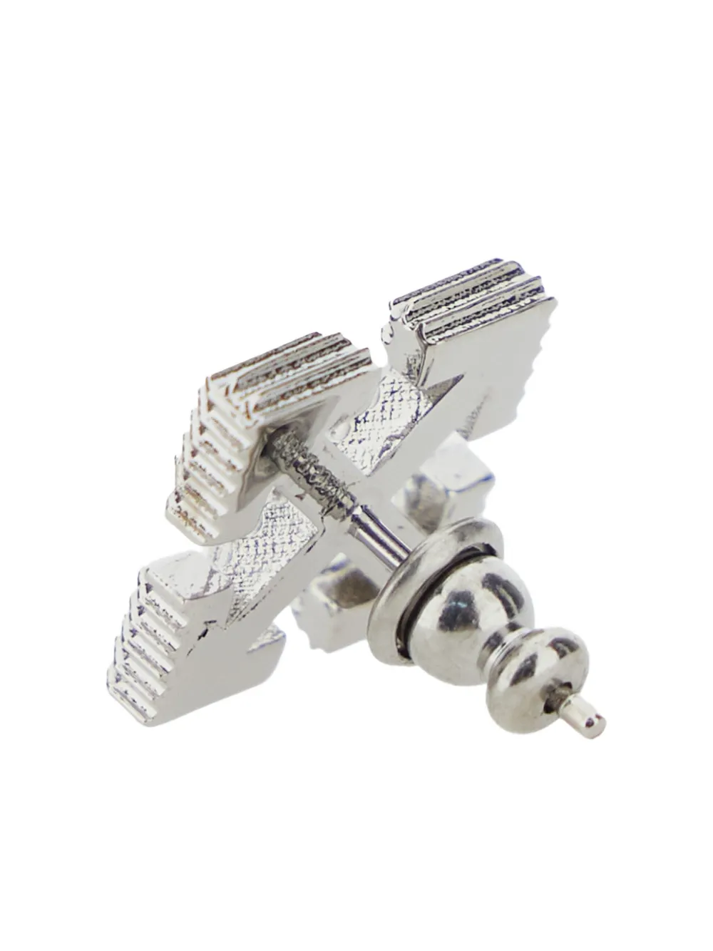 Off-white Men Arrow Textured Mono Earring In Silver