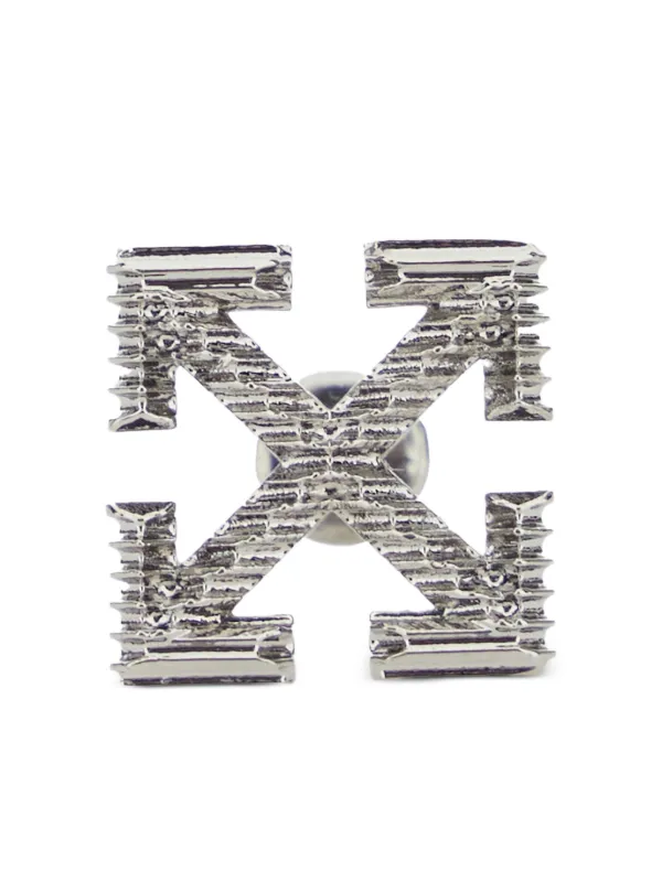 Off-White アロードロップピアス シルバー Off-White Arrow テクスチャード ピアス | シルバートーン | FARFETCH JP