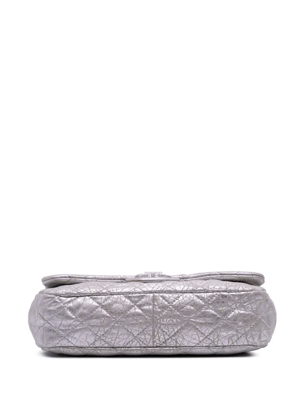 Pre-owned Chanel 2010-2011 Quilted Aged Calfskin On The Rocks Flap Shoulder Bag In Silver
