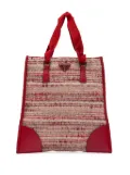 Prada Pre-Owned 2000-2013 Vitello Trimmed Tweed Flat tote bag - Red