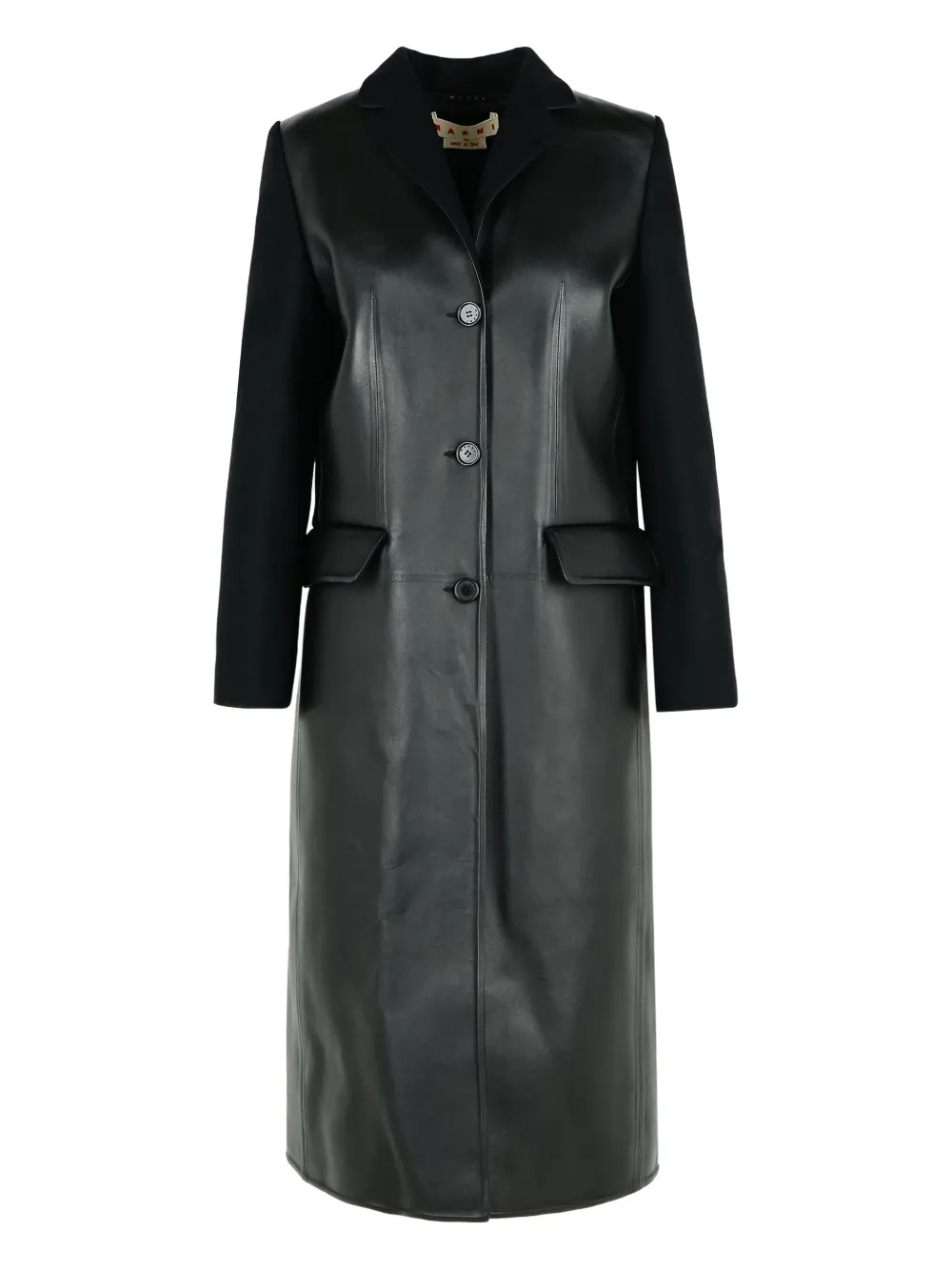 Marni wool-panel leather coat - ブラック Marni wool-panel leather coat - ブラック