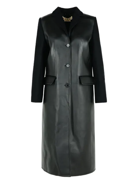 Marni wool-panel leather coat