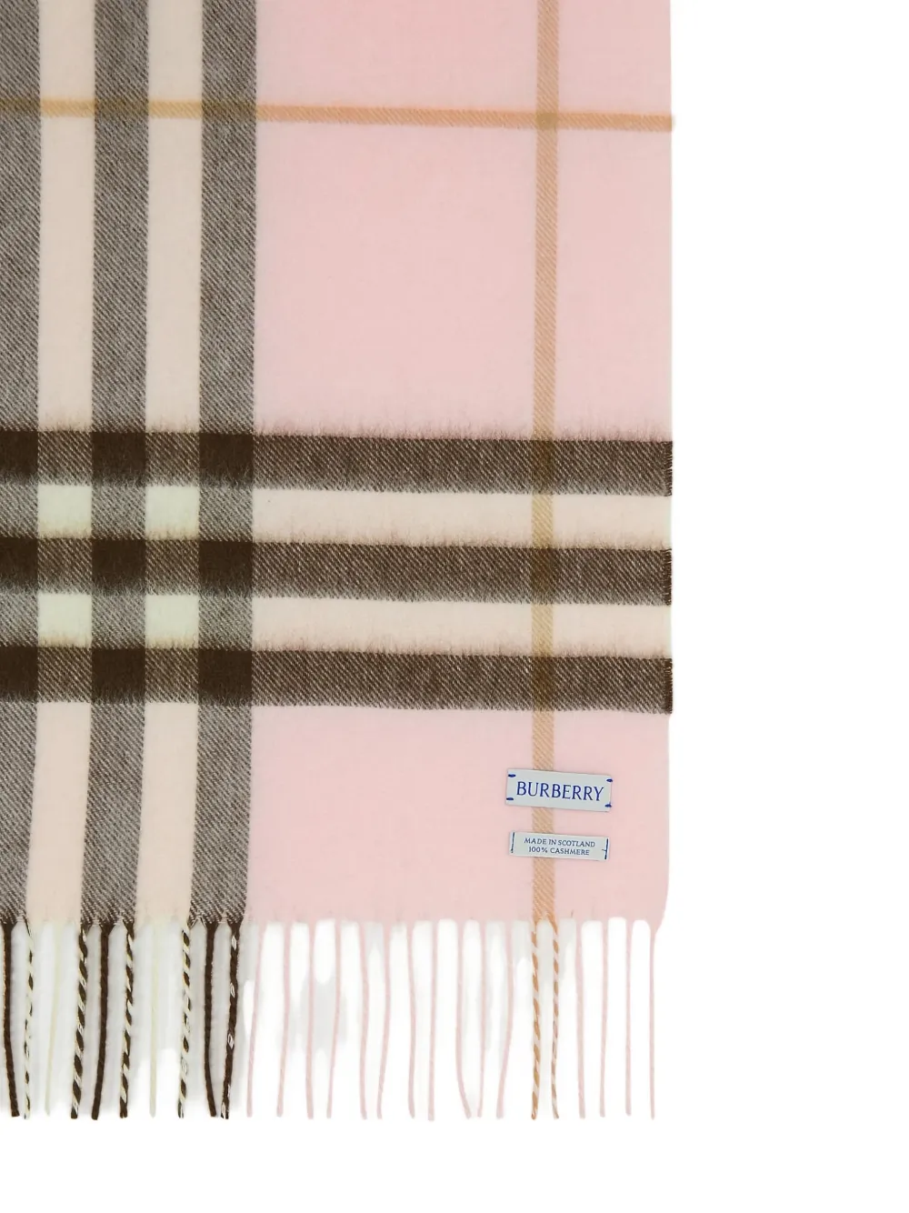 Burberry Cashmere Scarf With Check Pattern And Fringe Detail In Pink