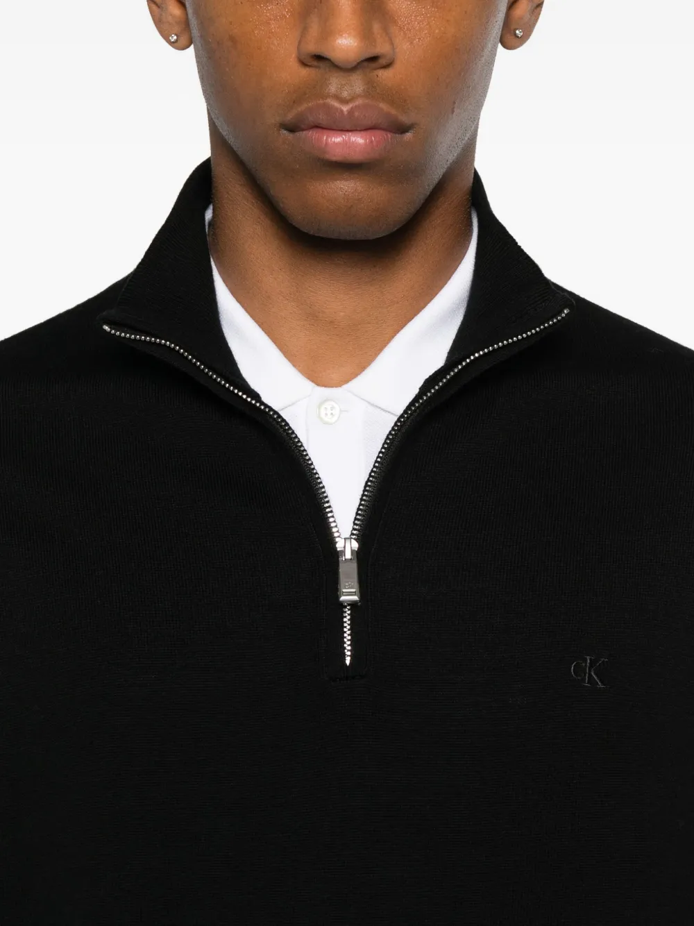 Calvin Klein Trui met opstaande hals en rits Zwart