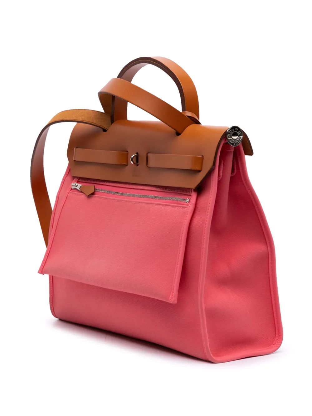 Pre-owned Hermes 2016 Toile Herbag Zip 31 Satchel In Pink