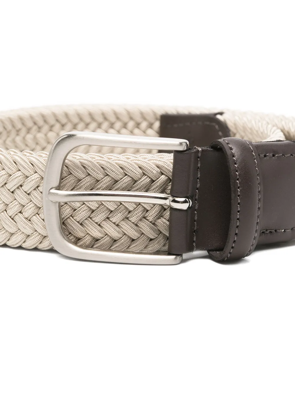 ERALDO Gevlochten riem met leren detail - Beige