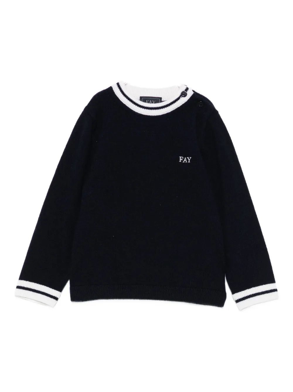 Fay Kids stripe-detail crew-neck sweater | Blue | Image 1