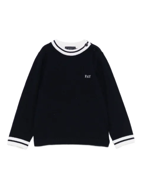 Fay Kids stripe-detail crew-neck sweater