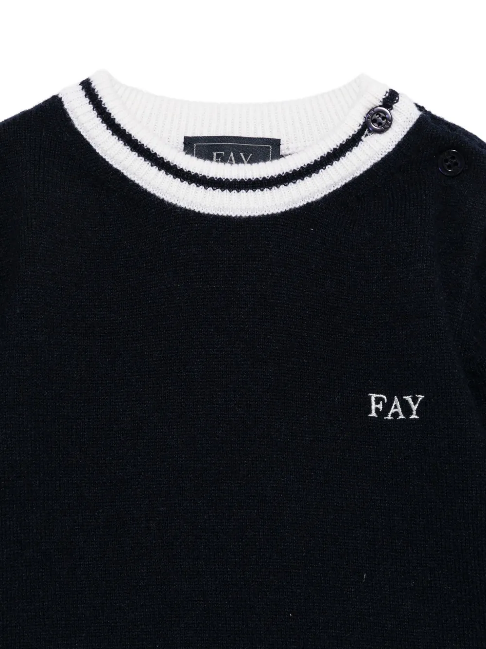 Fay Kids Sweater met ronde hals en gestreept detail Blauw