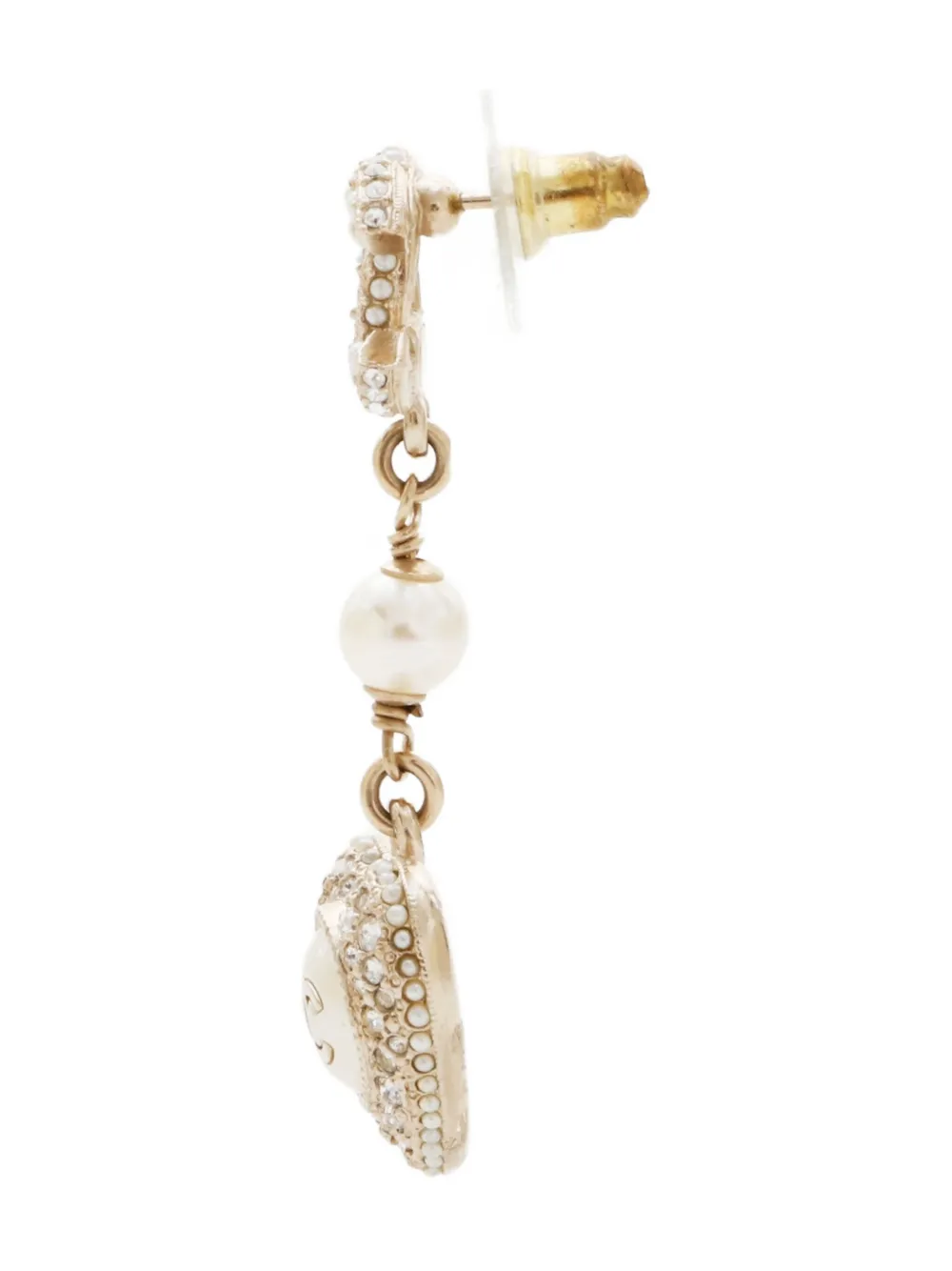 Pre-owned Chanel 2022 Cc Mark Heart Drop Earrings In Gold