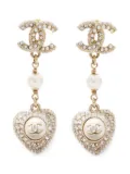 CHANEL Pre-Owned 2022 CC Mark heart drop earrings - Gold