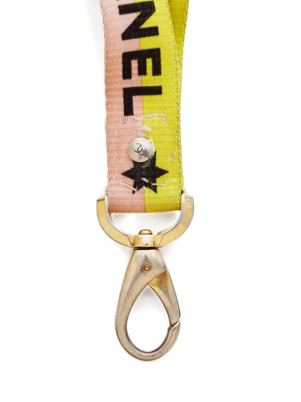 Pre-owned Chanel 2000-2020s Logo-print Neck Strap In Yellow