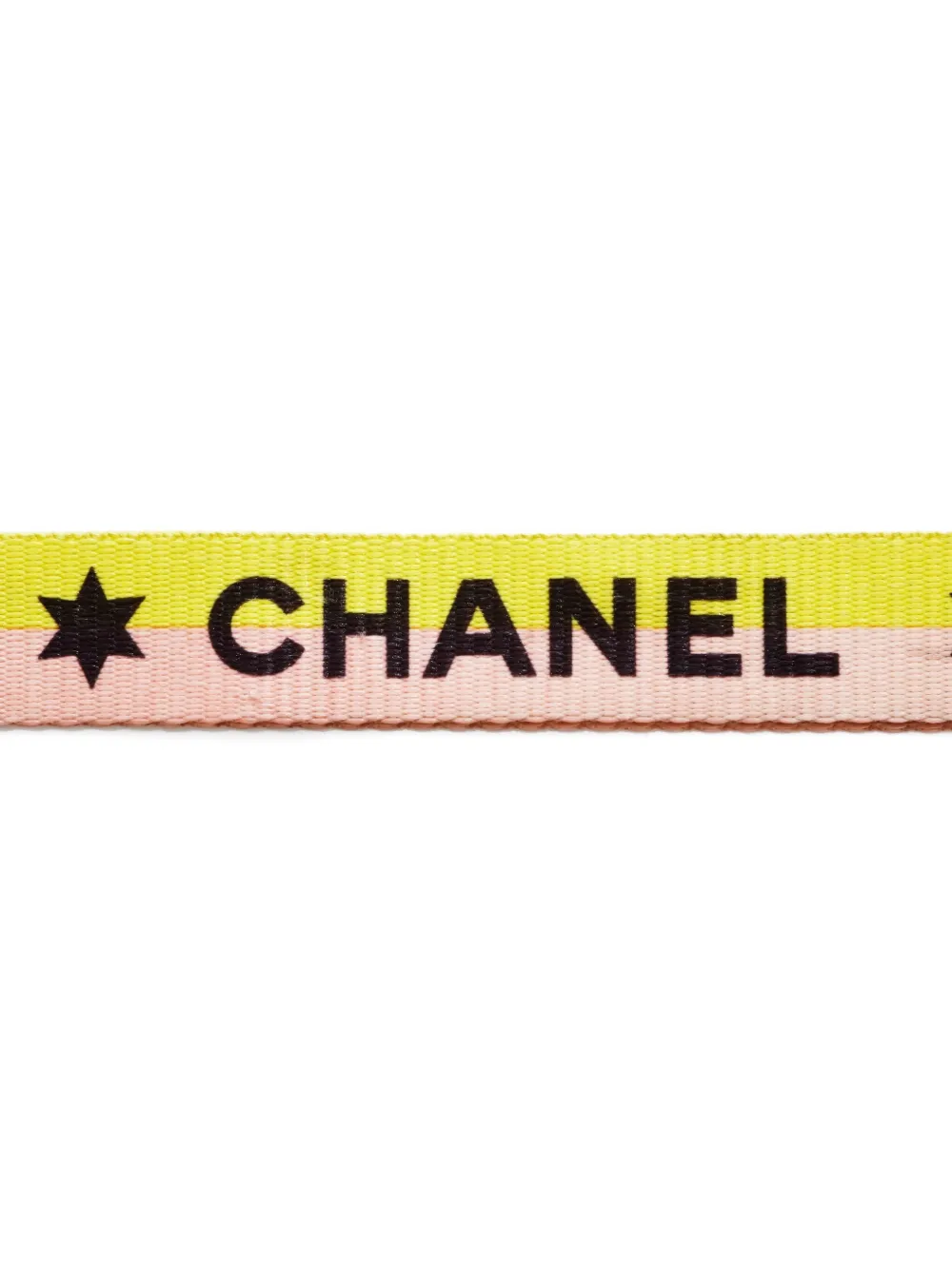 Pre-owned Chanel 2000-2020s Logo-print Neck Strap In Yellow